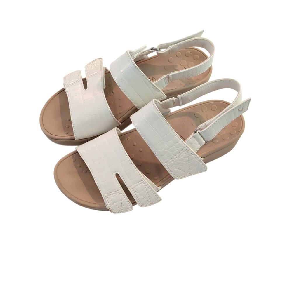 Vionic Women's Sz 9 White Roma Sandals Wedge Platform Sling Back Comfort Shoes